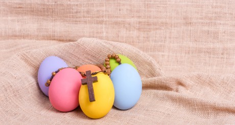 easter eggs in the sand