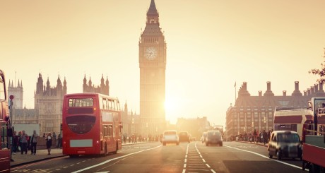 a sunrise over Big Ben in London
