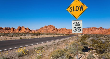 speed limit sign in the desert