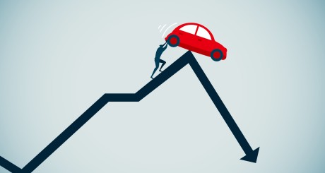 car with arrow going down