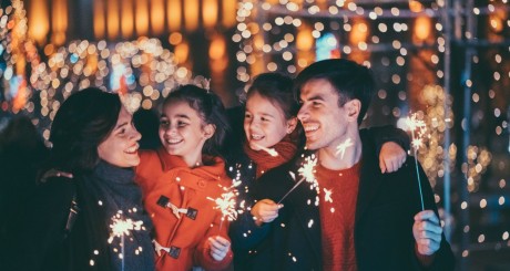 family celebrating new years