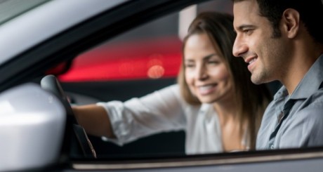 test driving a new car